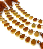 10 Pcs Carnelian Electroplated Slice Beads, Natural Carnelian Gemstone Wholesale Beads 14x9mm - 15x10mm