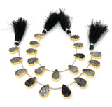 10 Pcs Black Rutile Electroplated Slice Beads, Black Rutilated Quartz Gemstone Wholesale Beads 14x9mm - 15x10mm