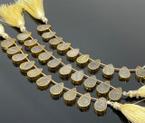 10 Pcs Yellow Rutile Electroplated Slice Beads, Golden Rutilated Quartz Gemstone Wholesale Beads 14x9mm - 15x10mm