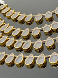 10 Pcs Natural Crystal Quartz Gold Electroplated Slice Beads, Crystal Quartz Gemstone Wholesale Beads 14x9mm - 15x10mm