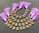 10 Pcs Rose Quartz Gold Electroplated Slice Beads, Natural Rose Quartz Gemstone Wholesale Beads 14x9mm - 15x10mm