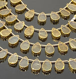 10 Pcs Citrine Electroplated Slice Beads, Citrine Gemstone Wholesale Beads 14x9mm - 15x10mm