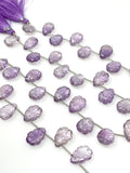 10 Pcs Amethsyt Carved Gemstone Beads, Amethsyt Flower Carving Pear Shape Beads for Jewelry Making, 14x10mm