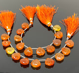10 Pcs Carnelian Carved Gemstone Beads, Carnelian Flower Carving Heart Shape Beads for Jewelry Making, 12x12mm