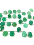 10 Pcs Chrysoprase Carved Gemstone Beads, Natural Chrysoprase Flower Carving Pear Shape Beads for Jewelry Making, 14x10mm
