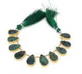 10 Pcs Emerald Electroplated Slice Beads, Emerald Gemstone Wholesale Beads 14x9mm - 15x9.5mm