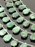 10 Pcs Emerald Carved Gemstone Beads, Natural Emerald Flower Carving Pear Shape Beads for Jewelry Making, 14x10mm