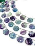 10 Pcs Fluorite Carved Gemstone Beads, Natural Fluorite Flower Carving Heart Shape Beads for Jewelry Making, 12x12mm