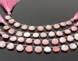 10 Pcs Pink Opal Carved Gemstone Beads, Pink Opal Flower Carving Heart Shape Beads for Jewelry Making, 11mm - 12mm