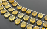 Citrine Carved Gemstone Beads, Citrine Flower Carving Pear Shape Beads for Jewelry Making, 14x10mm