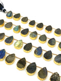 10 Pcs Labradorite Electroplated Slice Beads, Labradorite Gemstone Wholesale Beads 14x9mm - 15x10mm