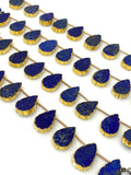 10 Pcs Lapis Lazuli Electroplated Slice Beads, Lapis Lazuli Gemstone Wholesale Beads 14x9mm - 15x10mm