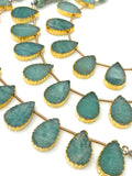 10 Pcs Amazonite Electroplated Slice Beads, Peruvian Amazonite Gemstone Wholesale Beads 14x9mm - 15x10mm