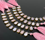 10 Pcs Pink Opal Electroplated Slice Beads, Pink Opal Gemstone Wholesale Beads 14x9mm - 15x10mm