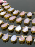 10 Pcs Pink Opal Electroplated Slice Beads, Pink Opal Gemstone Wholesale Beads 14x9mm - 15x10mm