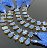 10 Pcs Blue Opal Electroplated Slice Beads, Blue Opal Gemstone Wholesale Beads 14x9mm - 15x10mm