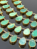 10 Pcs Chrysoprase Electroplated Slice Beads, Natural Chrysoprase Gemstone Wholesale Beads 14x9mm - 15x10mm