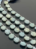 10 Pcs Aquamarine Carved Gemstone Beads, Aquamarine Flower Carving Pear Shape Beads for Jewelry Making, 12mm - 12.5mm