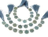 10 Pcs Aquamarine Carved Gemstone Beads, Aquamarine Flower Carving Pear Shape Beads for Jewelry Making, 12mm - 12.5mm