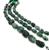 Natural Emerald Faceted Nugget Beads, Genuine Emerald Wholesale Beads, May Birthstone Gemstone Beads, 9.5” Strand