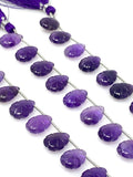 10 Pcs Amethsyt Carved Gemstone Beads, African Amethsyt Flower Carving Pear Shape Beads for Jewelry Making, 13.5 x 10mm