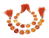 10 Pcs Carnelian Carved Gemstone Beads, Carnelian Flower Carving Pear Shape Beads for Jewelry Making, 13.5x10mm - 14x10mm