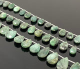 Natural Emerald Gemstone Beads, Emerald Faceted Pear Shape Beads for Jewelry Making, May Birthstone Jewelry Supplies, 8” Strand