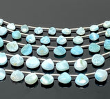 Natural Larimar Beads Gemstone Beads, Larimar Heart Shape Smooth Beads, Bulk Wholesale Beads for DIY Jewelry Making, 8” Strand