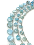 Natural Larimar Beads Gemstone Beads, Larimar Heart Shape Smooth Beads, Bulk Wholesale Beads for DIY Jewelry Making, 8” Strand