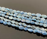 15” Rare Santa Maria Aquamarine Gemstone Beads, Aquamarine Oval Nugget Smooth Beads, Bulk Wholesale Beads