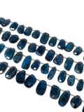 7” Rare Indigo Moss Kyanite Gemstone Beads, Natural Kyanite Fancy Shape Slice Beads, AAA Grade, 10x6mm - 16x9mm