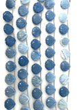 12mm Blue Opal Carved Gemstone Beads, Blue Opal Shell Shape Carved Briolette Beads for Jewelry Making, 10 Pcs