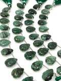 10 Pcs Emerald Carved Gemstone Beads, Natural Emerald Flower Carving Pear Shape Beads for Jewelry Making, 14x10mm