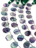 10 Pcs Fluorite Carved Gemstone Beads, Natural Fluorite Flower Carving Pear Shape Beads for Jewelry Making, 12x9mm - 13x10mm