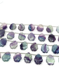 10 Pcs Fluorite Carved Gemstone Beads, Natural Fluorite Flower Carving Pear Shape Beads for Jewelry Making, 12x9mm - 13x10mm