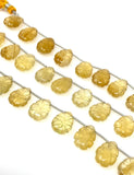 Citrine Carved Gemstone Beads, Citrine Flower Carving Pear Shape Beads for Jewelry Making, 14x10mm