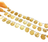 Citrine Carved Gemstone Beads, Citrine Flower Carving Pear Shape Beads for Jewelry Making, 14x10mm