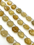 Citrine Carved Gemstone Beads, Citrine Flower Carving Heart Shape Beads for Jewelry Making, 12x12mm