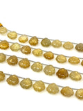 Citrine Carved Gemstone Beads, Citrine Flower Carving Heart Shape Beads for Jewelry Making, 12x12mm