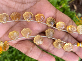 Citrine Carved Gemstone Beads, Citrine Flower Carving Heart Shape Beads for Jewelry Making, 12x12mm