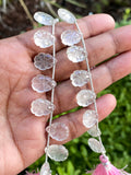 10 Pcs Rose Quartz Carved Gemstone Beads, Rose Quartz Flower Carving Pear Shape Beads for Jewelry Making, 14x10mm