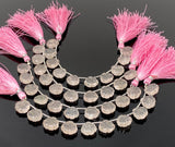 10 Pcs Rose Quartz Carved Gemstone Beads, Rose Quartz Flower Carving Heart Shape Beads for Jewelry Making, 12x12mm