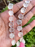 10 Pcs Rose Quartz Carved Gemstone Beads, Rose Quartz Flower Carving Heart Shape Beads for Jewelry Making, 12x12mm