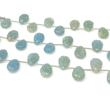 Aquamarine Carved Gemstone Beads, Aquamarine Flower Carving Pear Shape Beads for Jewelry Making, 14x10mm