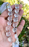 10 Pcs Clear Quartz Carved Gemstone Beads, Clear Quartz Flower Carving Heart Shape Beads for Jewelry Making, 12x12mm