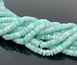 16” Amazonite Faceted Heishi Beads, Peruvian Amazonite Tyre Shape Gemstone Beads, Bulk Wholesale Beads, AAA Grade 5.5mm - 6mm