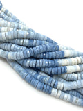 16” Blue Opal Faceted Heishi Beads, Shaded Blue Opal Tyre Shape Gemstone Beads, Bulk Wholesale Beads, 7mm - 7.5mm