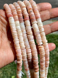 16” Pink Opal Faceted Heishi Gemstone Beads, Pink Opal Tyre Shape Disc Beads, Bulk Wholesale Beads, 7.5mm - 8mm