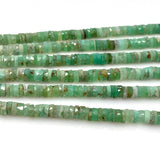 16” Natural Chrysoprase Faceted Heishi Beads, Chrysoprase Tyre Shape Gemstone Beads, Bulk Wholesale Beads, 6.5mm - 7mm