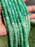 16” Natural Chrysoprase Faceted Heishi Beads, Chrysoprase Tyre Shape Gemstone Beads, Bulk Wholesale Beads, 6.5mm - 7mm